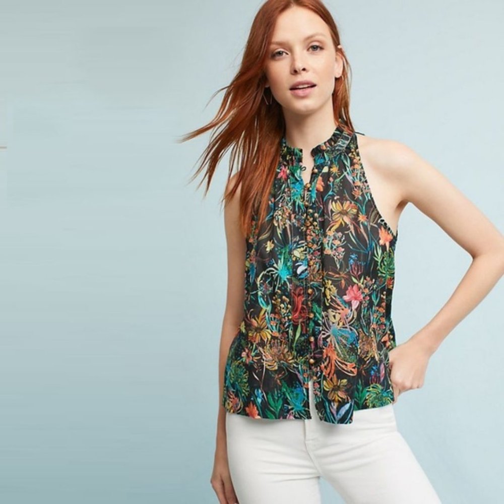 Anthro Maeve Prema Floral Button up Tank S